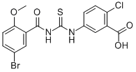 5-[[[(5-BROMO-2-METHOXYBENZOYL)AMINO]THIOXOMETHYL]AMINO]-2-CHLORO-BENZOIC ACID,434310-32-4,结构式