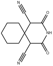 2,4-ジオキソ-3-アザスピロ[5.5]ウンデカン-1,5-ジカルボニトリル 化学構造式