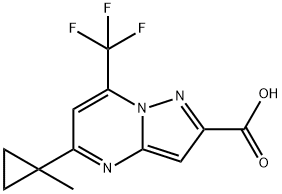5-(1-甲基-环丙基)-7-三氟甲基-吡唑并[1,5-A]嘧啶-2-羧酸, 436088-38-9, 结构式