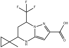 5-(1-METHYL-CYCLOPROPYL)-7-TRIFLUOROMETHYL-4,5,6,7-TETRAHYDRO-PYRAZOLO[1,5-A]PYRIMIDINE-2-CARBOXYLIC ACID 化学構造式