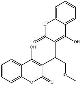 3,3'-(2-メトキシエチリデン)ビス(4-ヒドロキシクマリン) 化学構造式