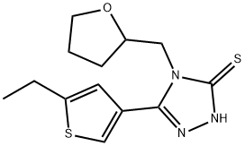 5-(5-乙基噻吩-3-基)-4-(四氢呋喃-2-基甲基)-4H-1,2,4-三唑-3-硫醇, 438227-62-4, 结构式