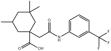 3,3,5-trimethyl-1-{2-oxo-2-[3-(trifluoromethyl)anilino]ethyl}cyclohexanecarboxylic acid 结构式