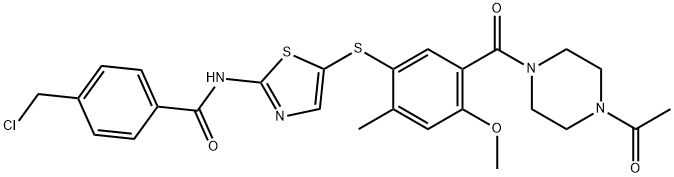N-(5 - ((5-(4-乙酰基哌嗪-1-羰基)-4-甲氧基-2-甲基苯基)硫基)噻唑-2-基)- 结构式