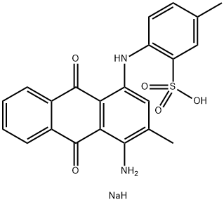 2-[(4-アミノ-9,10-ジヒドロ-3-メチル-9,10-ジオキソアントラセン-1-イル)アミノ]-5-メチルベンゼンスルホン酸ナトリウム 化学構造式