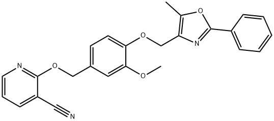 2-[3-methoxy-4-[(5-methyl-2-phenyl-4-oxazolyl)methoxy]
benzyloxy]nicotinonitrile,441356-95-2,结构式