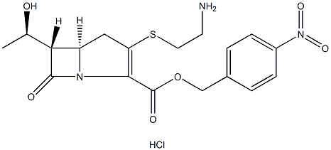 (5R,6S)-4-Nitrobenzyl-3-[(2-aminoethyl)thio]-6-[(1R)-1-hydroxyethyl]-1-azabicyclo[3.2.0]hept-2-ene-7-one-2-carboxylate hydrochloride Struktur