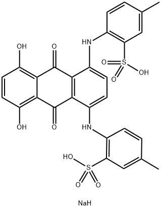 2,2'-[(9,10-ジヒドロ-5,8-ジヒドロキシ-9,10-ジオキソアントラセン-1,4-ジイル)ジイミノ]ビス[5-メチルベンゼンスルホン酸ナトリウム] 化学構造式