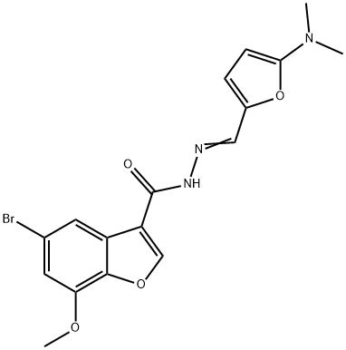 3-Benzofurancarboxylic  acid,  5-bromo-7-methoxy-,  [[5-(dimethylamino)-2-furanyl]methylene]hydrazide  (9CI) Struktur