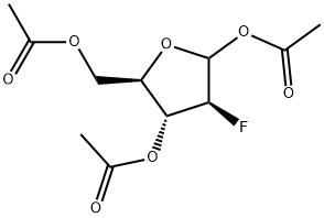 2-氟代-2-脱氧-1,3,5-三-O-乙酰基-Α-D-呋喃阿拉伯糖, 444586-86-1, 结构式