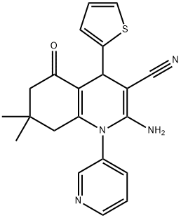 2-amino-7,7-dimethyl-5-oxo-1-(3-pyridinyl)-4-(2-thienyl)-1,4,5,6,7,8-hexahydro-3-quinolinecarbonitrile,444930-89-6,结构式