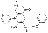 2-amino-4-(2-methoxyphenyl)-7,7-dimethyl-5-oxo-1-(3-pyridinyl)-1,4,5,6,7,8-hexahydro-3-quinolinecarbonitrile 结构式