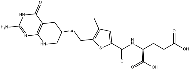 N-((5-(2-((6S)-2-氨基-1,4,5,6,7,8-六氢-4-氧代吡啶并[2,3-D]嘧啶-6-基)乙基)-4-甲基-2-噻吩)甲酰基)-L-谷氨酸,446022-33-9,结构式