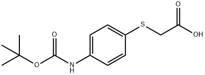 Acetic acid, [[4-[[(1,1-dimethylethoxy)carbonyl]amino]phenyl]thio]- (9CI) Struktur