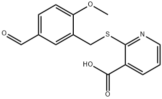 2-[(5-ホルミル-2-メトキシベンジル)チオ]ニコチン酸 化学構造式