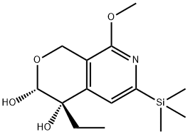 (3R,4S)-4-Ethyl-8-Methoxy-6-triMethylsilanyl-3,4-dihydro-1H-pyrano[3,4-c]pyridine-3,4-diol 化学構造式