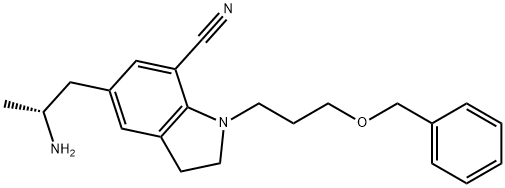5-[(2R)-2-氨基丙基]-2,3-二氢-1-[3-(苄氧基)丙基]-1H-吲哚-7-腈 结构式