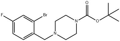 叔-丁基 4-(2-溴-4-氟苯甲基)哌嗪-1-羧酸酯, 460094-96-6, 结构式