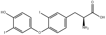 3-[4-(4-ヒドロキシ-3-ヨードフェノキシ)-3-ヨードフェニル]-L-アラニン 化学構造式