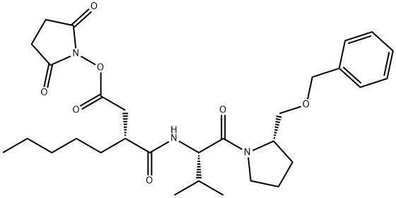 3-(R)-[1-(2-(S)-Benzyloxymethyl-pyrrolidine-1-carbonyl)-2-(S)-methyl-propylcarbamoyl)-octanoic Acid N-Hydroxysuccinimidyl Ester|3-(R)-[1-(2-(S)-Benzyloxymethyl-pyrrolidine-1-carbonyl)-2-(S)-methyl-propylcarbamoyl)-octanoic Acid N-Hydroxysuccinimidyl Ester