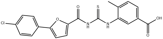 3-[[[[[5-(4-CHLOROPHENYL)-2-FURANYL]CARBONYL]AMINO]THIOXOMETHYL]AMINO]-4-METHYL-BENZOIC ACID Struktur