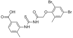 3-[[[[(2,4-DIBROMO-6-METHYLPHENOXY)ACETYL]AMINO]THIOXOMETHYL]AMINO]-4-METHYL-BENZOIC ACID,461414-06-2,结构式