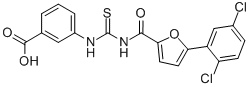 3-[[[[[5-(2,5-DICHLOROPHENYL)-2-FURANYL]CARBONYL]AMINO]THIOXOMETHYL]AMINO]-BENZOIC ACID 化学構造式