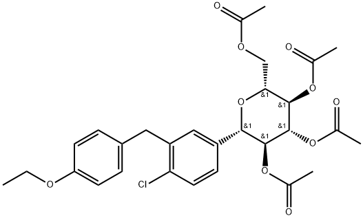 D-Glucitol, 1,5-anhydro-1-C-[4-chloro-3-[(4-ethoxyphenyl)Methyl]phenyl]-, tetraacetate, (1S)- Structure