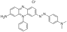 3-アミノ-7-[[4-(ジメチルアミノ)フェニル]アゾ]-5-フェニルフェナジン-5-イウム·クロリド 化学構造式
