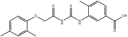 3-[[[[(2,4-DIMETHYLPHENOXY)ACETYL]AMINO]THIOXOMETHYL]AMINO]-4-METHYL-BENZOIC ACID 结构式