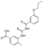 4-METHYL-3-[[[(3-PROPOXYBENZOYL)AMINO]THIOXOMETHYL]AMINO]-BENZOIC ACID 化学構造式