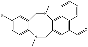 11-BROMO-8,14-DIMETHYL-7,8,13,14-TETRAHYDROBENZO[F]NAPHTHO[1,2-B][1,5]DIAZOCINE-5-CARBALDEHYDE,463933-04-2,结构式