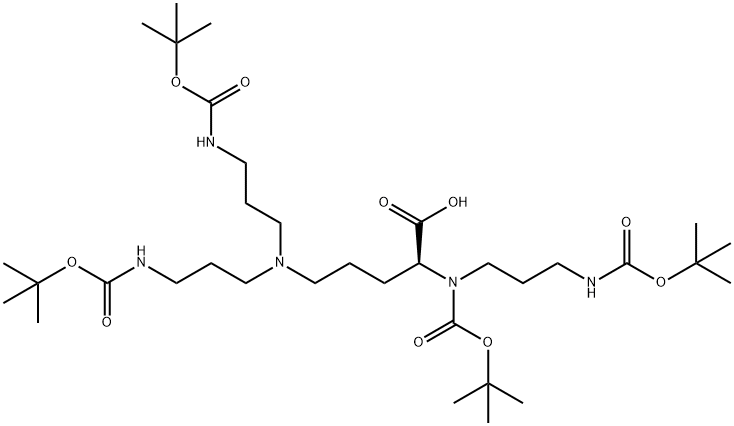 NΑ-BOC-NΑ,Δ,Δ-三(3-BOC-氨基丙基)-L-鸟氨酸,464926-00-9,结构式
