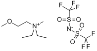 N,N-ジエチル-N-メチル-N-(2-メトキシエチル)アンモニウムビス(トリフルオロメタンスルホニル)イミド 化学構造式