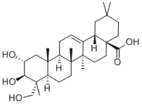 2α,3β,23-トリヒドロキシオレアナ-12-エン-28-酸 化学構造式