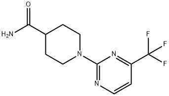 1-[4-(トリフルオロメチル)-2-ピリミジニル]-4-ピペリジンカルボオキサミド 化学構造式