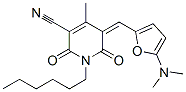 3-Pyridinecarbonitrile,  5-[[5-(dimethylamino)-2-furanyl]methylene]-1-hexyl-1,2,5,6-tetrahydro-4-methyl-2,6-dioxo- 化学構造式