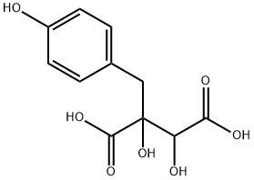 (p-ヒドロキシフェニル)酒石酸 化学構造式