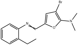 2-Furanamine,  3-bromo-5-[[(2-ethylphenyl)imino]methyl]-N,N-dimethyl- 结构式