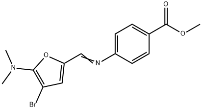 Benzoic  acid,  4-[[[4-bromo-5-(dimethylamino)-2-furanyl]methylene]amino]-,  methyl  ester Structure