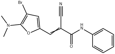 2-Propenamide,  3-[4-bromo-5-(dimethylamino)-2-furanyl]-2-cyano-N-phenyl- 结构式