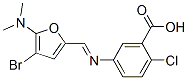 Benzoic  acid,  5-[[[4-bromo-5-(dimethylamino)-2-furanyl]methylene]amino]-2-chloro- Structure