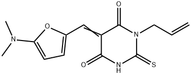 4,6(1H,5H)-Pyrimidinedione,  5-[[5-(dimethylamino)-2-furanyl]methylene]dihydro-1-(2-propenyl)-2-thioxo-  (9CI) 结构式