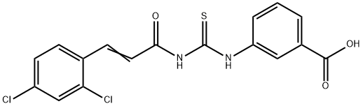 3-[[[[3-(2,4-DICHLOROPHENYL)-1-OXO-2-PROPENYL]AMINO]THIOXOMETHYL]AMINO]-BENZOIC ACID Struktur