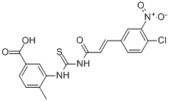 BENZOIC ACID, 3-[[[[3-(4-CHLORO-3-NITROPHENYL)-1-OXO-2-PROPENYL]AMINO]THIOXOMETHYL]AMINO]-4-METHYL- 化学構造式