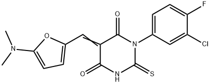 4,6(1H,5H)-Pyrimidinedione,  1-(3-chloro-4-fluorophenyl)-5-[[5-(dimethylamino)-2-furanyl]methylene]dihydro-2-thioxo- Structure