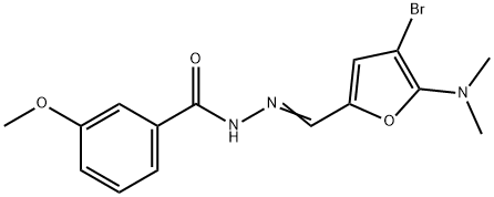 Benzoic  acid,  3-methoxy-,  [[4-bromo-5-(dimethylamino)-2-furanyl]methylene]hydrazide  (9CI) Structure
