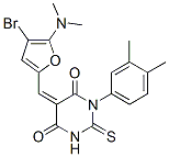 4,6(1H,5H)-Pyrimidinedione,  5-[[4-bromo-5-(dimethylamino)-2-furanyl]methylene]-1-(3,4-dimethylphenyl)dihydro-2-thioxo- 结构式