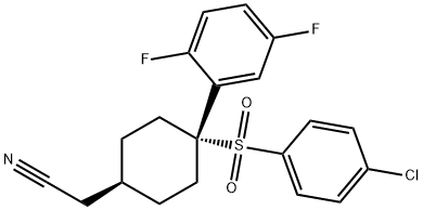 2-((1s,4s)-4-(4-chlorophenylsulfonyl)-4-(2,5-difluorophenyl)cyclohexyl)acetonitrile 化学構造式