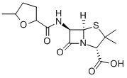 4-Thia-1-azabicyclo(3.2.0)heptane-2-carboxylic acid, 3,3-dimethyl-7-ox o-6-(((tetrahydro-5-methyl-2-furanyl)carbonyl)amino)-, (2S-(2-alpha,5- alpha,6-beta))- Struktur